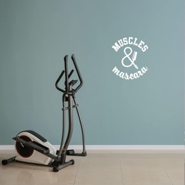 Vinyl Wall Art Decal - Muscles and Mascara - 20" x 17" - Trendy Inspirational Power Feminine Quote Sticker for Workout Room Yoga Crossfit Center Gym Fitness Lifestyle Decor (White)