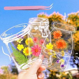 TokTech Bookmark Kit, Dry Flower Bookmarks, 120 Sheets, Handmade, Pressed Flower Kit, Cute, Transparent Bookmarks, Natural Flower Reading Marks, Bulk Bookmarks, Bottles, Plants, Notebooks, Reading, Legents, DIY, Handmade, Kindergarten, Adults, Kids, Home