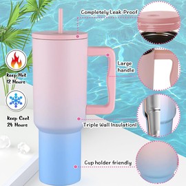 40 oz Tumbler with Handle Lid and Straw & 40 oz Tumbler Accessories - Vacuum Insulated Stainless Steel Double Wall Water Bottle with Strap Bag - Holiday Gifts for Women Men