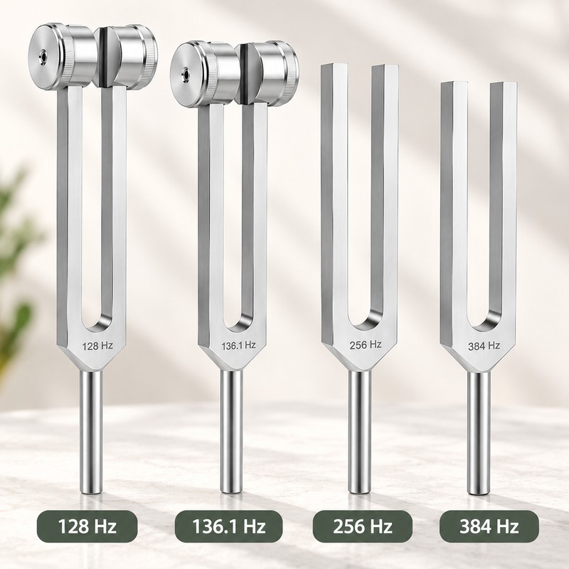Tuning Fork Set for Sound Practice – 4 Frequencies with