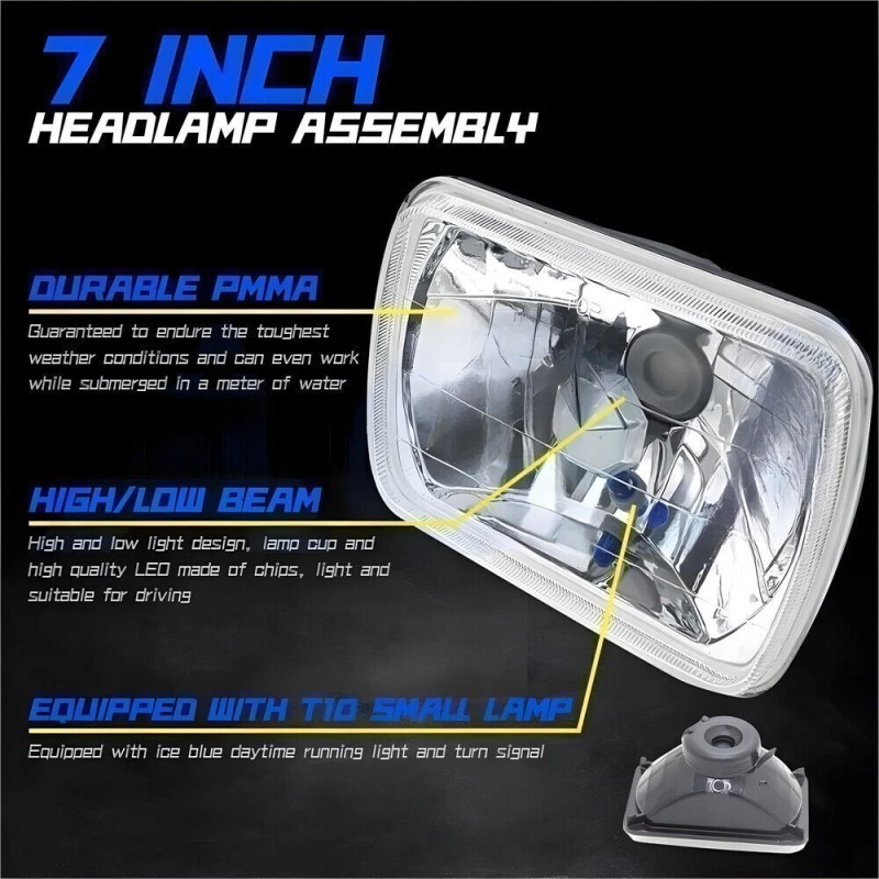 Unbranded Pair 7x6/5x7 LED Headlights Hi/Lo DRL for Chevy Express
