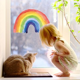 Rainbow Window Sticker to Decorate Your Home with a Bright Vibrant Rainbow Design Repositionable and Cleanly Removable Window Decal Made in The UK