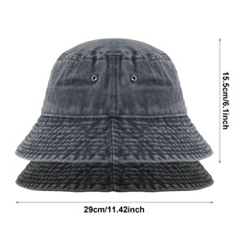 SKHAOVS Pack of 2 Fishing Hats for Men Women, Black+Grey, Outdoor Fishing Sun Hat, Unisex Beach Hat, Bucket Hat, Fashion Canvas Sun Hat, Vintage Cotton Hat, for Outdoor Activities, Pack of 2