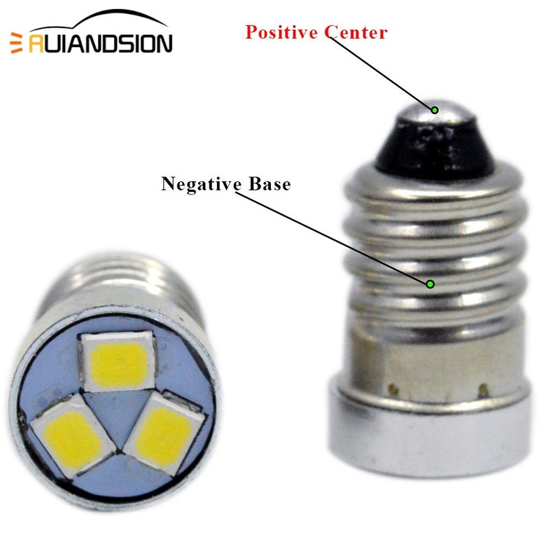 Ruiandsion 4pcs 3V 6V 12V E10 LED Bulb 3030 3SMD