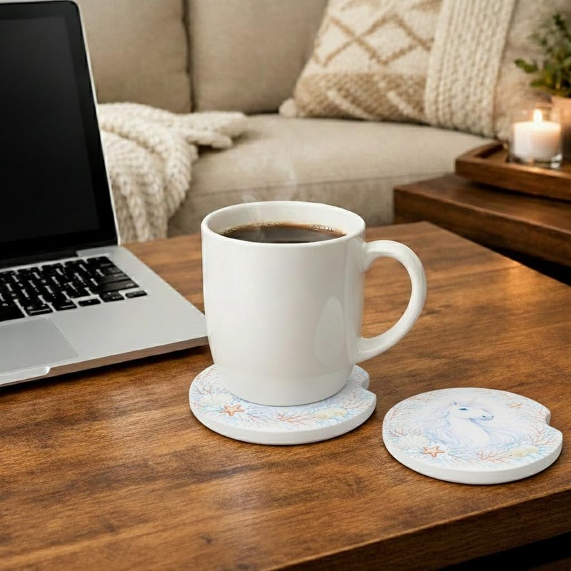 Ceramic Car Coasters, 2 Pack, 2.64" Absorbent Car Cup Holder
