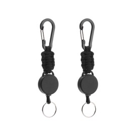 HarnyLoom Reel Keychain, Elastic Reel Type, Set of 2, Stretchable Keychain, Key Reel, Metal Wire, Max Length 23.6 inches (60 cm), Multifunctional, Ultra Lightweight, Anti-Lost, Hanging Name Tag, For