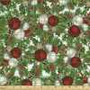 Ambesonne Christmas Fabric by The Yard, Pine Fir Cones Balls