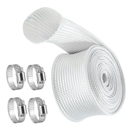 TYSM-CC Heat Resistant Exhaust Hose 25 mm for Power Generators & Auxiliary Heaters (200 cm Length) with 4 Stainless Steel Clips - Heat Protection Exhaust Pipe in White