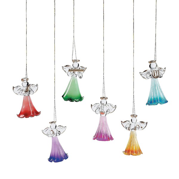 Colored Glass Angel Ornaments (1 Dozen) for Christmas - Home Decor - Ornaments - Religious - Christmas