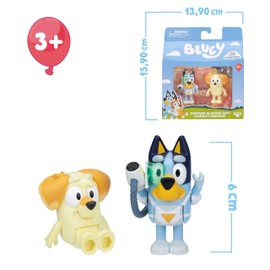 Bluey Pack of 2 Surprise Blaster Figurines, Movable Figures, Friends, Ready for Adventure, Children's Series Dolls, Exclusive Toy, Celebrity (BLY91210)