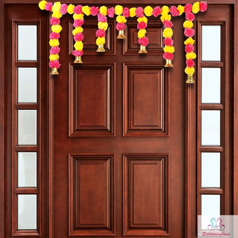 Estationeryhouse marigold toran marigold Garland with bells door valence hanging