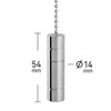 Lampen-Zugschnur, Kette, Chromsilber, verschiedene Designs erhältlich Banded Cylinder