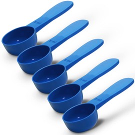 5pc Kit, RE-GEN 5ml Reusable Short Handle Plastic Measuring Spoon Scoops Dosing Spoons | Ideal for Liquids, Powders, Granules, Home, Kitchen, Catering, Healthcare, Fitness