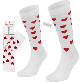 buandyu Compression Socks For Women Travel Running,Athletic Nurses Pregnancy 15-20 mmHg Knee High Medical Socks Hearts Form (US, Numeric, 5.5, 9.5, Regular, Regular, 1 Pack, Red 1)