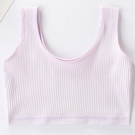 AIEOE Girls' Pack of 6 Elastic Wireless Training Bra First Bra for Girls Seamless Cami Bralettes Sports Solid Color Vest Medium 10-12 Years