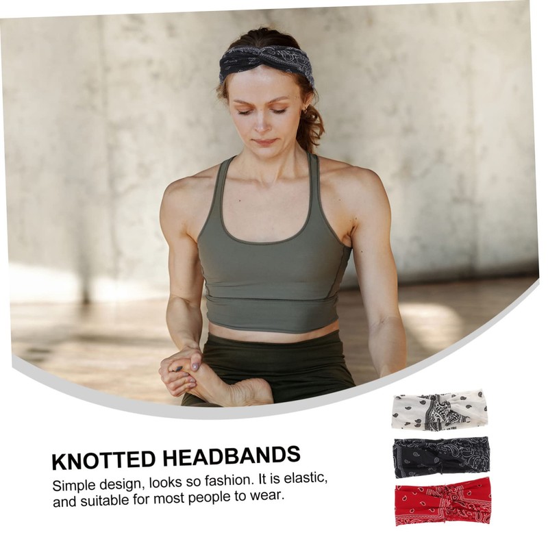 DECHOUS 3pcs Bohemia Wide Twisted Headbands Set Floral Printed Hair