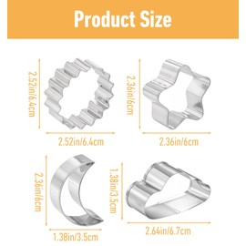 4pcs Star Moon Sun Cloud Shapes Metal Cookie Cutters for Holiday Baking Kitchen Accessories, Ideal for Cookie Decorating