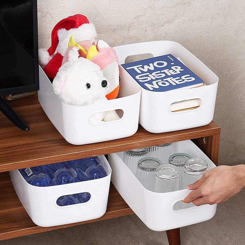Pack of 6 Plastic Storage Boxes, Multiple Colours Organisation Storage