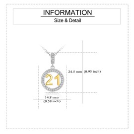 YFN Birthday Necklace Jewellery Sterling Silver Gifts for 16 18 21 30 40 50 60th Birthday Chain Pendant Gifts for Women Girls, Sterling Silver, Cubic Zirconia