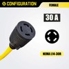 NEMA L5-30P to L14-30R Adapter Cord, 30 Amp 3 Prong