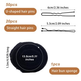 Hair Sponge for Updo, 4.92ft Long Hair Padding Updos Hairs Filler Bun Maker Bumps Volume Insert Styling Tool for Women Men Instant Buns & Voluminous Updos (Black)