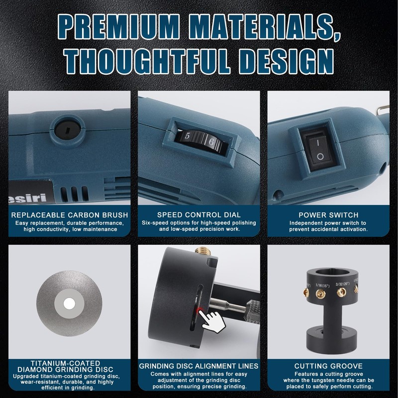 Tungsten Electrode Sharpener Grinder For TIG welding,4 Sizes 4 Angles