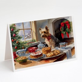 Caroline's Treasures DAC3885GCA7P Silky Terrier Christmas Cookies Greeting Cards Pack of 8 Blank Cards with Envelopes Whimsical A7 Size 5x7 Blank Note Cards
