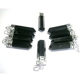 crystalmiracle Beautiful Ten Black Obsidian Pointer Pendants Crystal Healing Fashion Wicca Jewelry Men Women Gift Psychic Energy Meditation Health Wealth Metaphysical Gemstone Fear Power Accessory