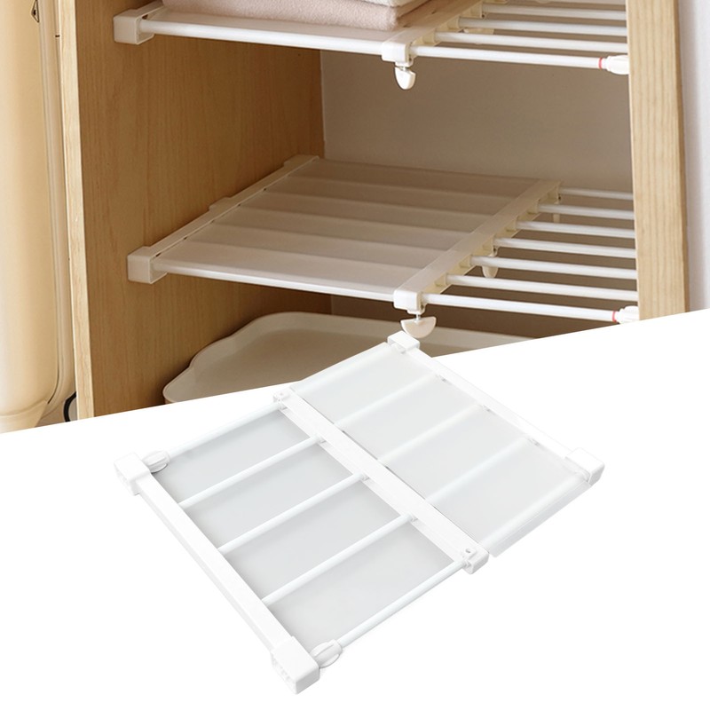 Tension Rod Shelf 14.2 Inch Width Nail Free Expandable Storage