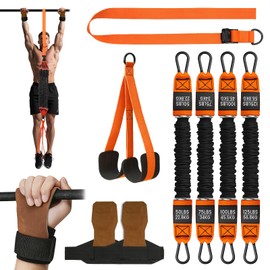 Pull up assisstance Bands 50-125lbs with Wirst Straps (Orange, 75-350 LBS - Wrist Straps)
