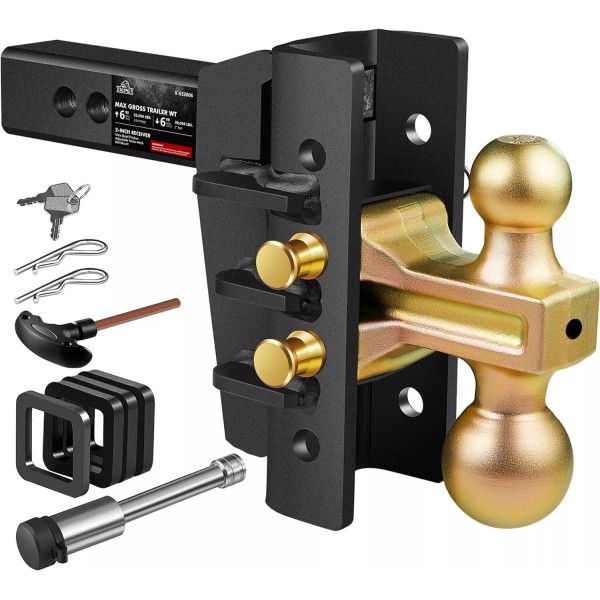 XPE Adjustable Trailer Hitch Drop Hitch 2-inch Receiver 6" Drop/Rise