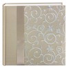 Pioneer Embroidered Scroll Ribbon Trimmed Fabric Cover Photo Album, Ivory