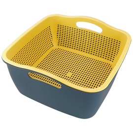 LNQ LUNIQI Double-layer Draining Basket Plastic Fruits Vegetable Washing Basket Food Storage Basket Multi-layer Stackable Vegetable Sinks Wash Drain Basket for Kitchen （Blue ）