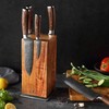 Knife block rotating 360 degrees magnetic without knife acacia wood