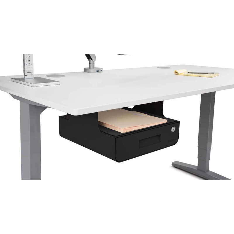 Locking Under Desk Drawer with Shelf (Black) by UPLIFT Desk