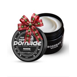 Bossman Hair & Beard Pomade for Men (Naked - Unscented) – Medium Hold & Moisturizing for Hair, Beard & Mustache Styling – Made in USA