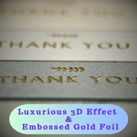 RUN2PRINT 100 Pack Thank You Cards with Envelopes, 350 GSM Blank Cards with Gold Foil Stickers & Embossed Design for Weddings, Baby Showers, Teachers, Graduations, Business, Holidays