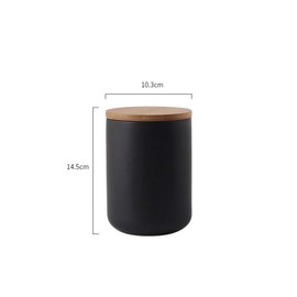Ceramic Food Storage Jar Canister Modern Design Food Canisters with Airtight Seal Bamboo Lid, Loose Tea Coffee Spice Nuts Snacks Storage Jar Canister (Black 24.63oz/700ml)