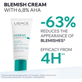 Uriage Hyseac 3-regul 40ml - Cuidado global panti-imperfecciones con ácido salicílico y AHA - Sin parabenos y oil free, no comedogénico - recomendado por dermatólogos