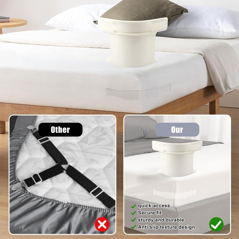 XUDUOO 4PCS Bed Sheet Holder with Lock Strips, Heavy Duty