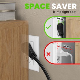 GEARit 360 Rotating Flat Plug Extension Cord (10ft, Black) Multi 3-Outlet Extension 16 AWG Wire, Adapter for Small Spaces, Right Angle Socket, ETL Certified - 10 Feet