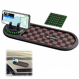 Wzenclave Multi-Functional car Anti-Slip pad, Universal car Phone Stand, rotatable Anti-Slip car Dashboard pad, Temporary Parking Number Key widget, Heat-Resistant (Brown)