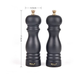 Pepper Grinder,Wood Salt and Pepper Grinder Mills Sets, Manual Salt Grinder Refillable Pepper Mill Sets with Adjustable Ceramic Grinding Rotor - 7 Inch-Set of 2