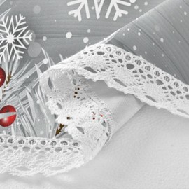 ALAZA Silver Christmas Tree Snowflake Round Tablecloth Polyester Lace Table Covers Circle Table Cloth 60 Inch for Birthday Party Wedding Holiday Kitchen Dining Room Decoration