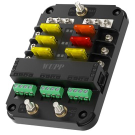 WUPP 12V Fuse Block with Relay, Automotive 6 Circuits Fuse Box With ACC Interface, Universal Fuse Block and Relay Kit for Cars Trucks Marine Boat