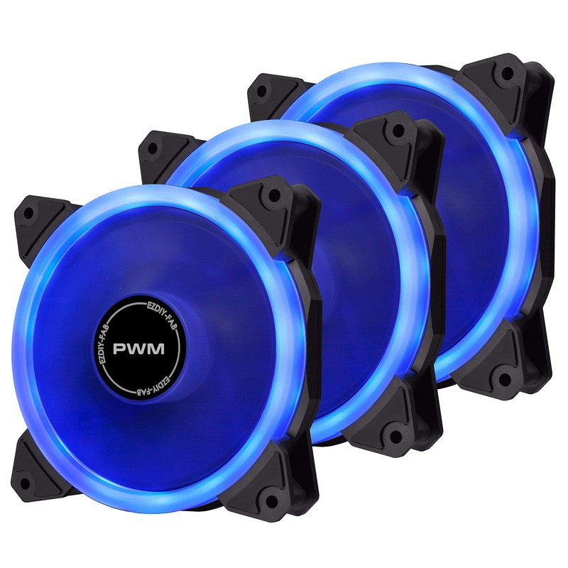 EZDIY-FAB 120mm PWM Blue Single Ring Fan, Blue LED PWM