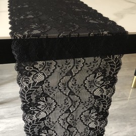 LUMKET 10 Inch Wide Lace Stretch Lace Ribbon Trim Lace Fabric for Sewing, Garment and DIY Crafts-5 Yard (5019 Black)