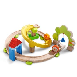 HABA Kullerbu Spiral Track - 26 Piece Wood & Plastic Ball Track Set with Crazy Curves & Bell Age 2+