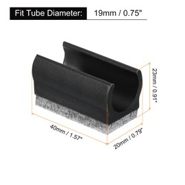 sourcing map 30 Pcs Chair Legs Tips Caps with Felt Pads, U Shaped Chair Tube Floor Protectors, Furniture Protector Feet Glides, Fitting 19mm Metal Tube Legs, Black, Gray Pad