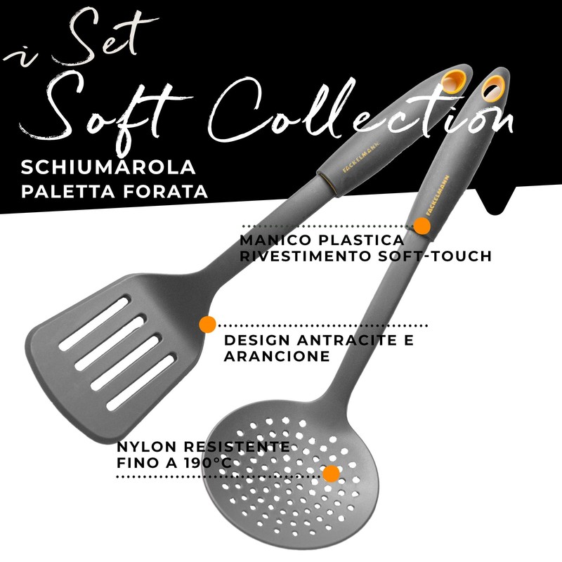 Fackelmann Set 2 Mestoli Schiumarola e Paletta Forata in Nylon,